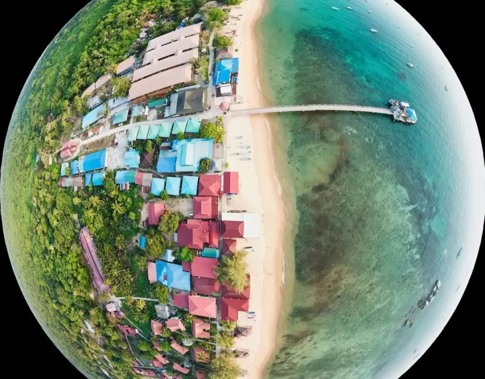 Stunning Aerial View of Kampung Paya, Tioman Island